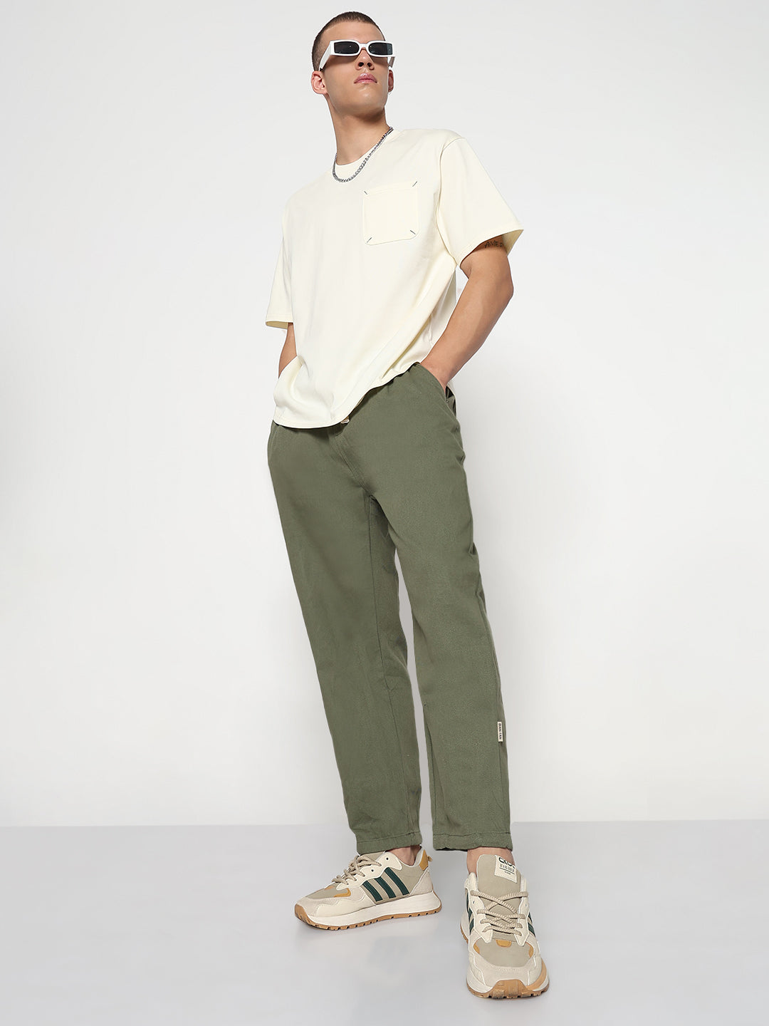 Men's Olive Relaxed Fit Trouser
