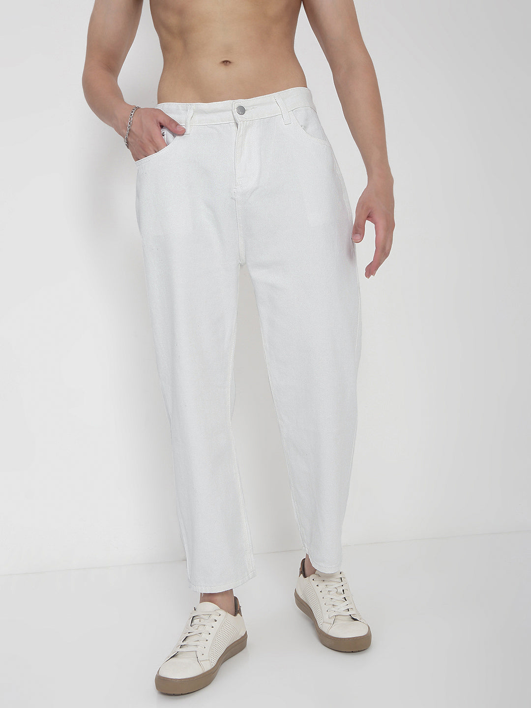 Men's White Relaxed Fit Jeans