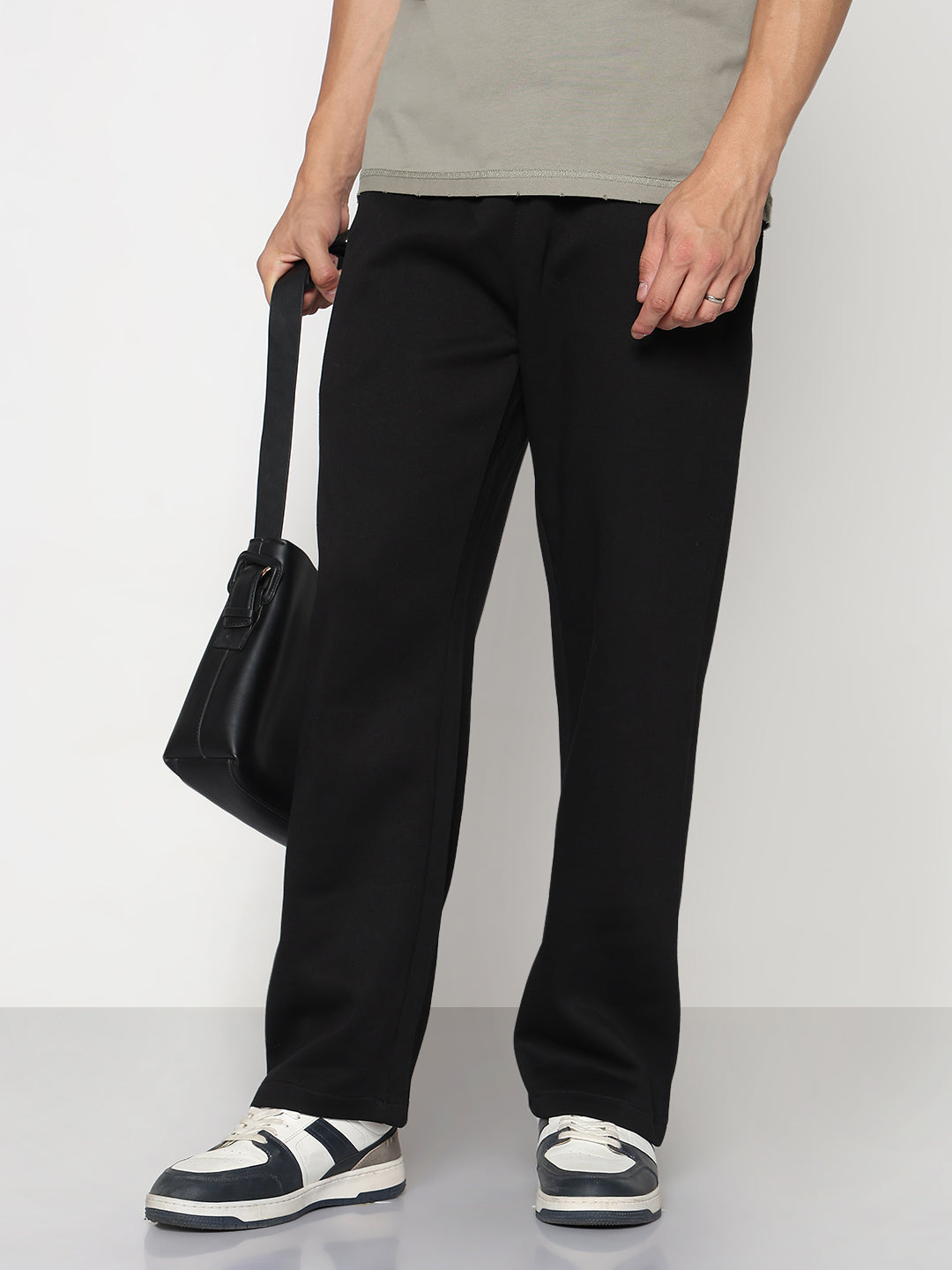 Men's Black Straight Fit Trouser