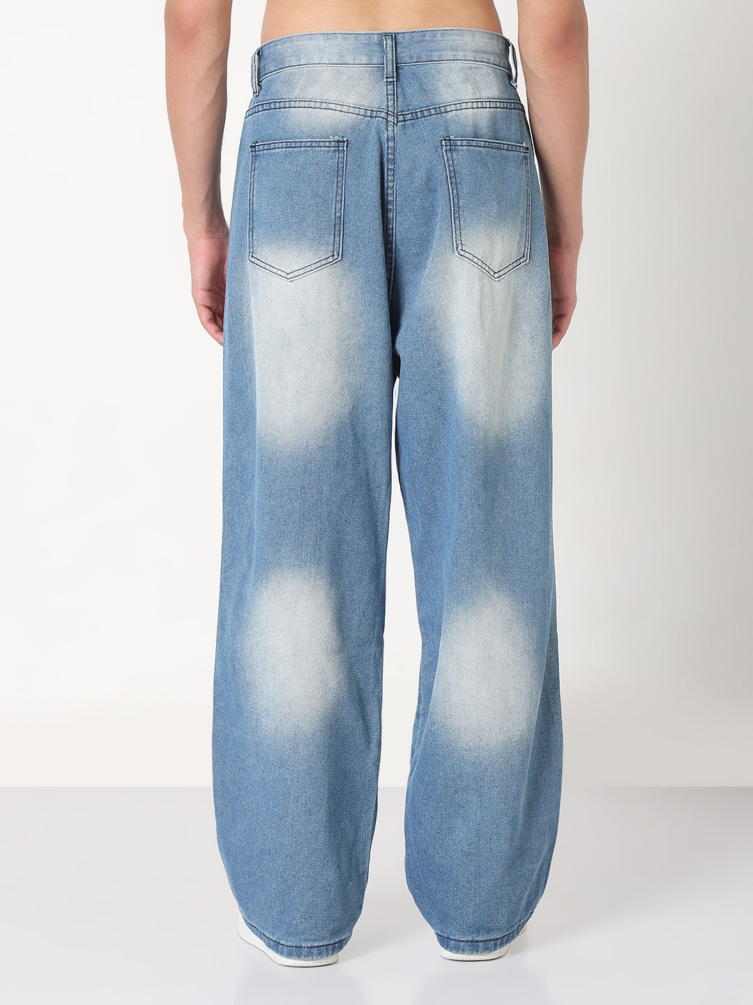 Men's Blue Washed Baggy Fit Jeans