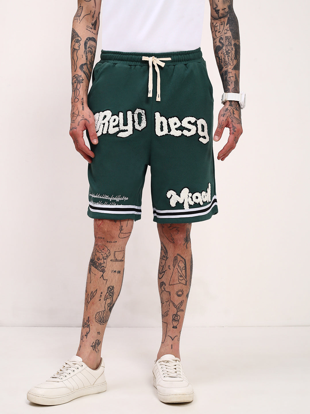 Men Green Graphic Shorts