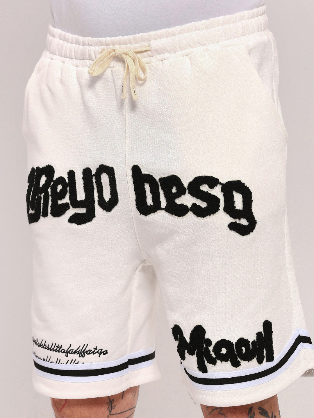 Men White Graphic Shorts