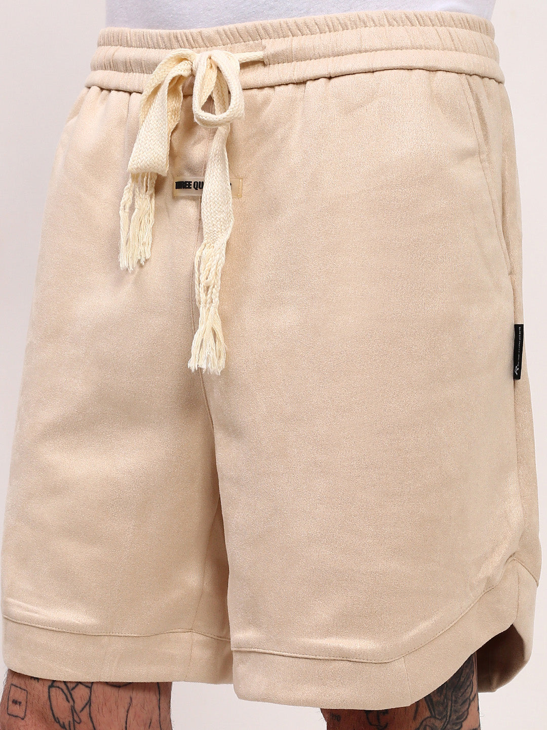 Men Cream Solid Shorts