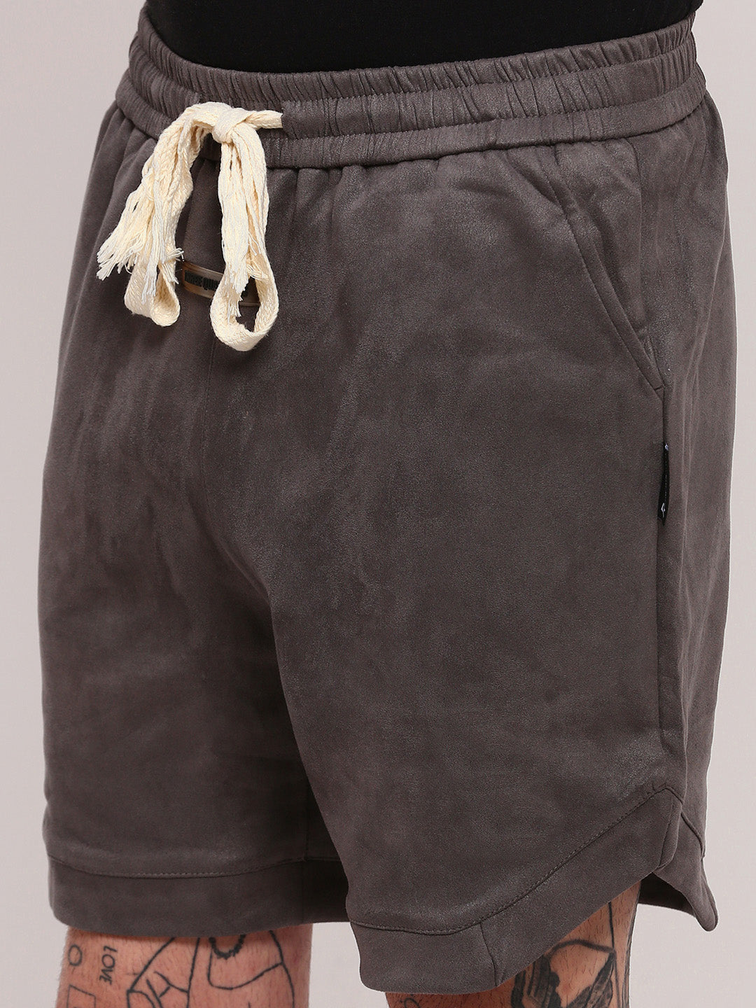 Men Grey Solid Shorts