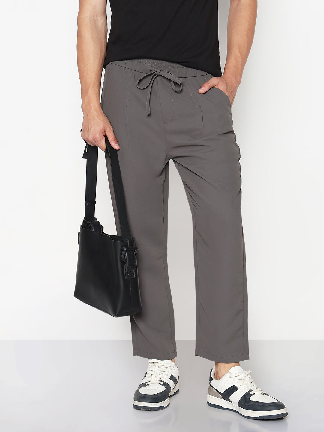 Men's Grey Straight Fit Trouser