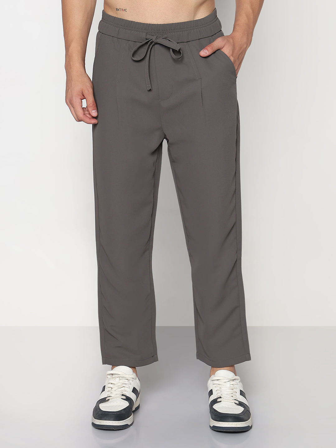 Men's Grey Straight Fit Trouser