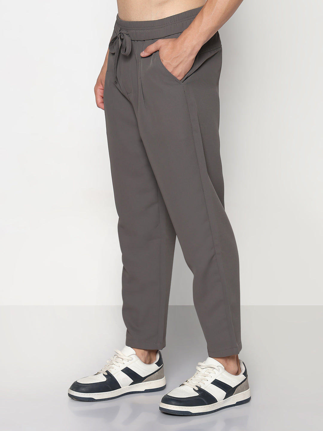 Men's Grey Straight Fit Trouser