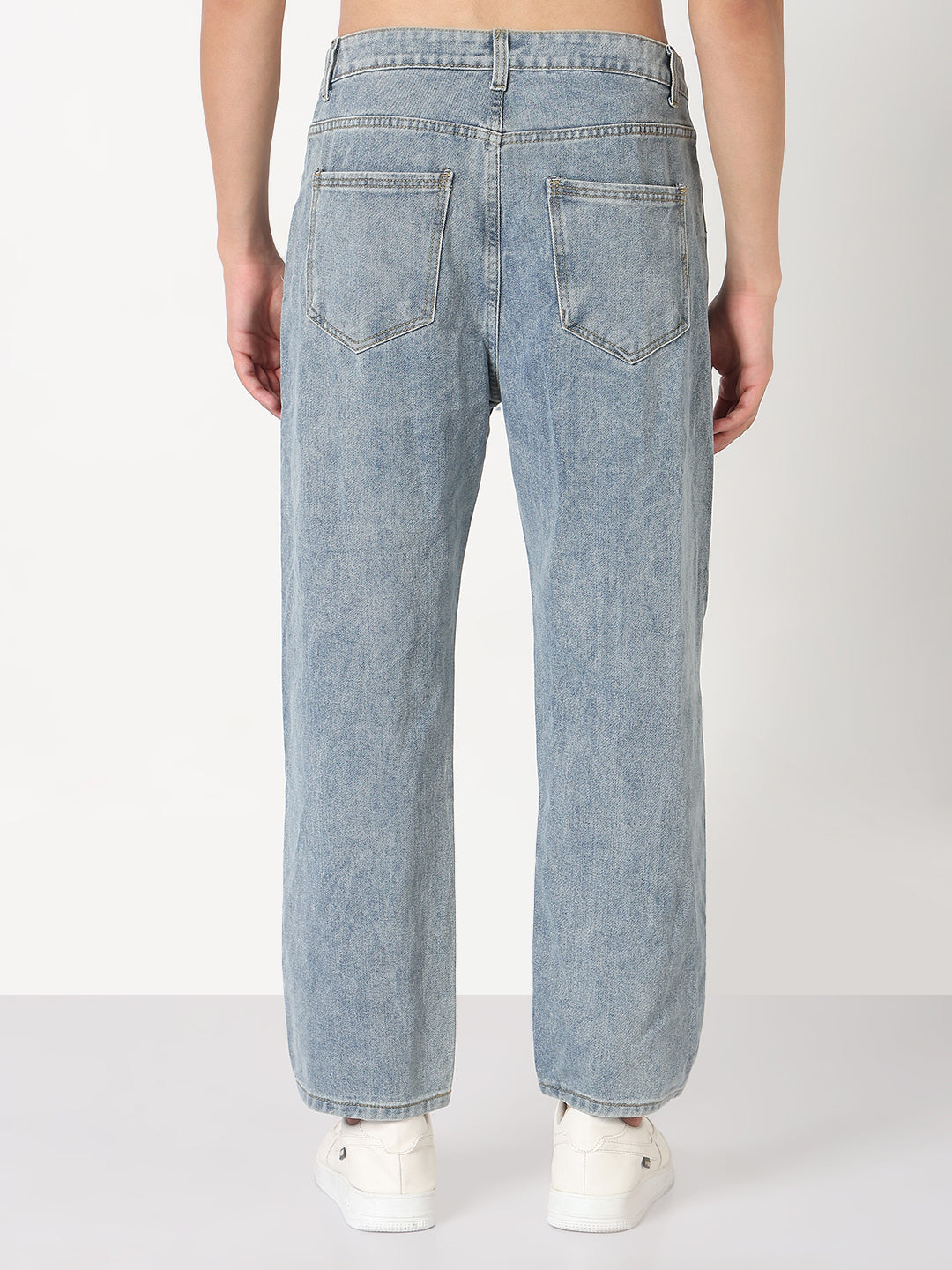 Men's Blue Distressed Straight Fit Jeans