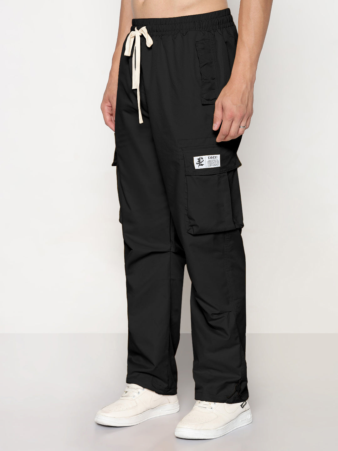 Men's Black Straight Fit Cargos