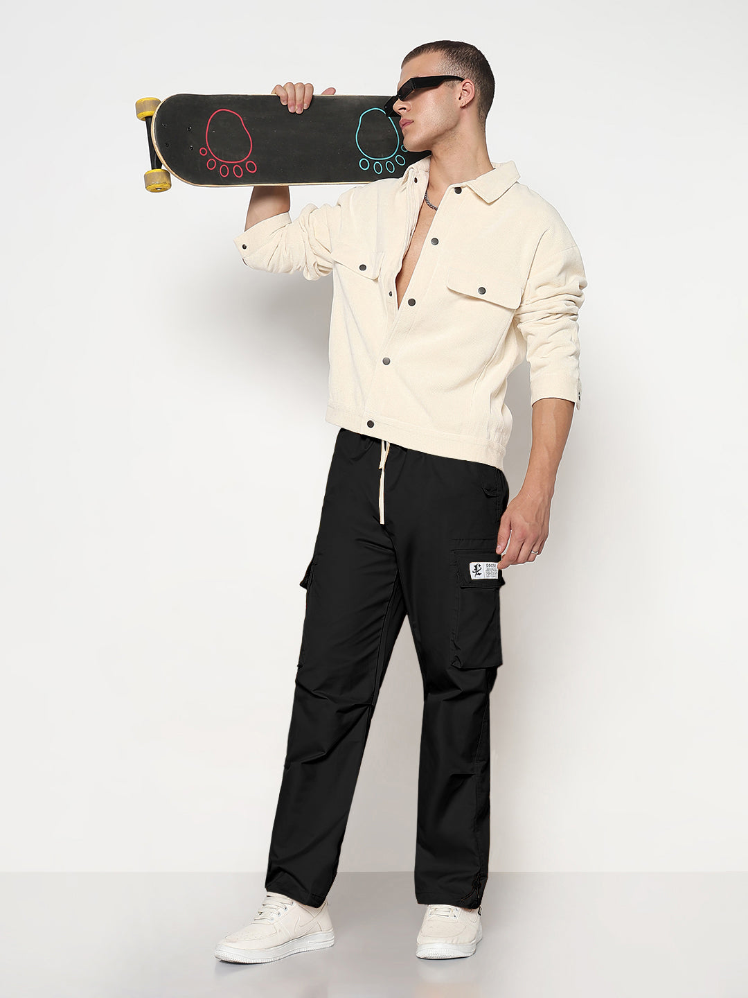 Men's Black Straight Fit Cargos