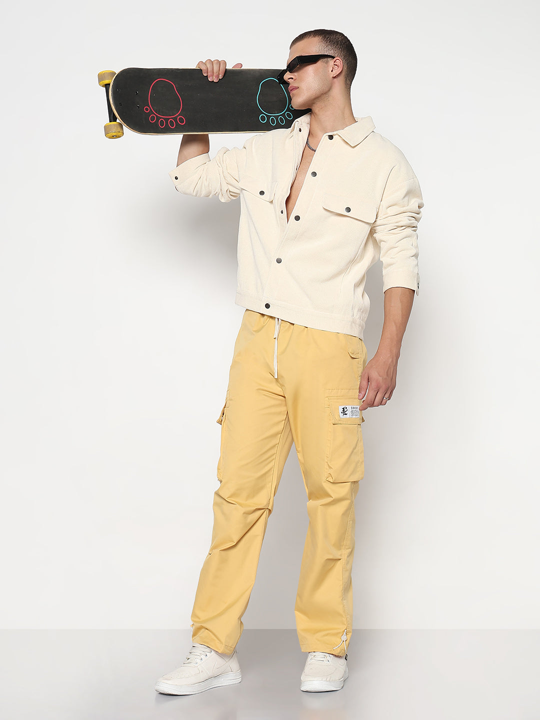 Men's Yellow Straight Fit Cargos