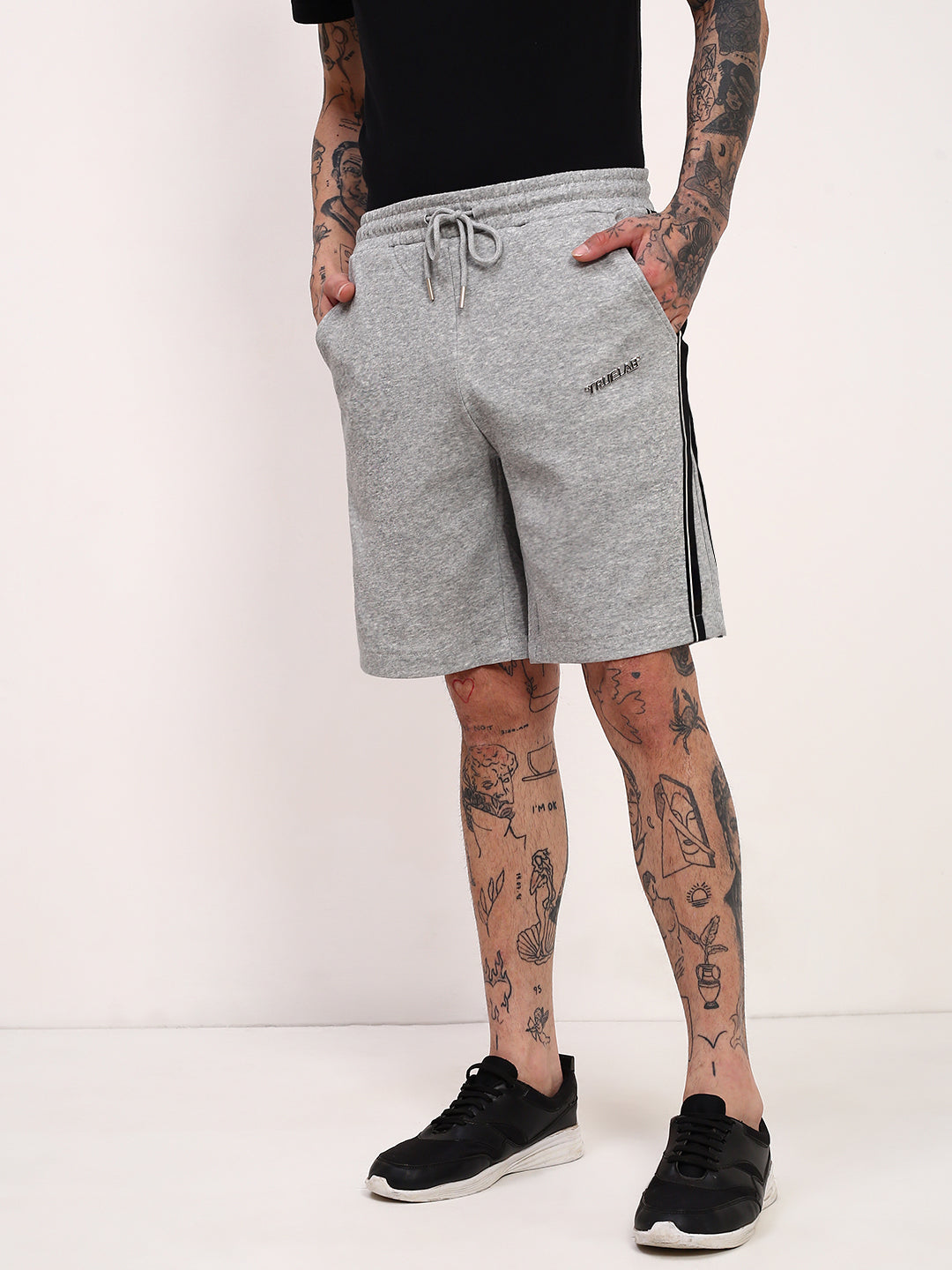 Men Grey Solid Shorts