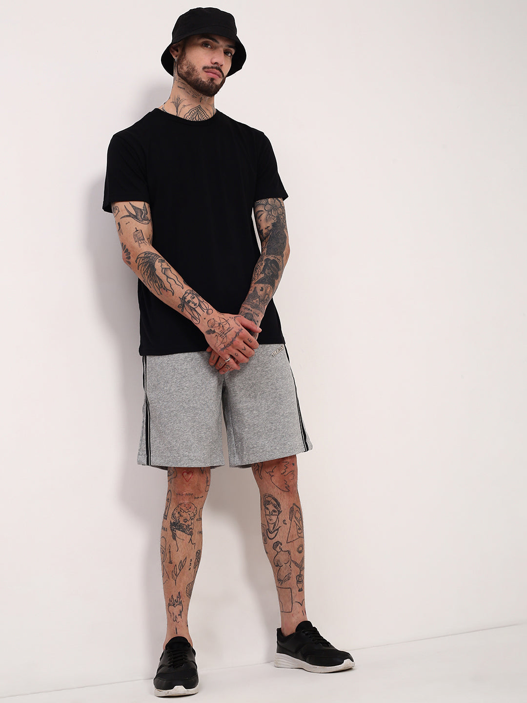 Men Grey Solid Shorts