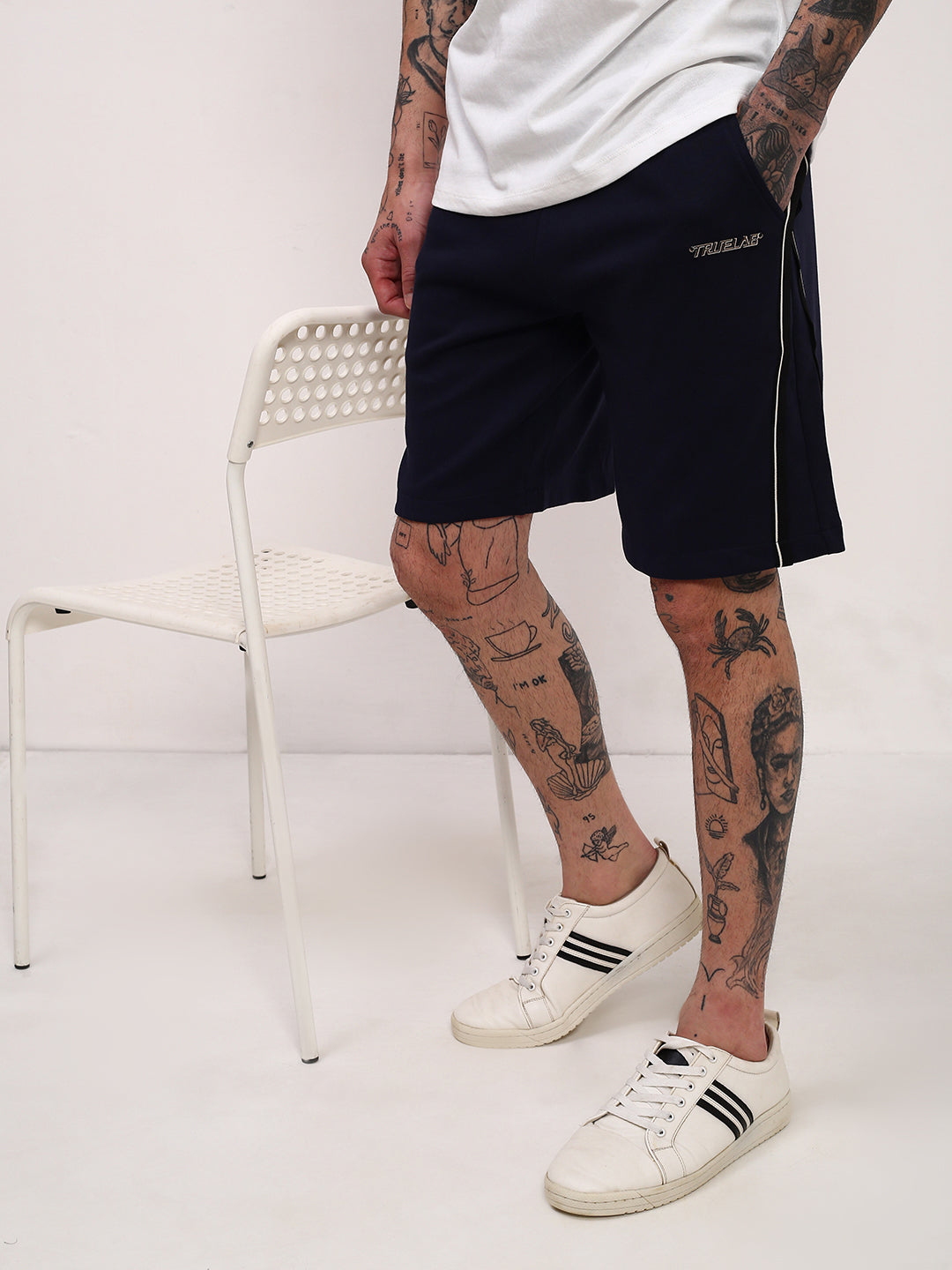 Men Navy Blue Solid Shorts