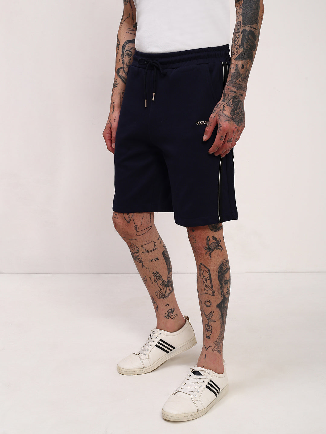 Men Navy Blue Solid Shorts