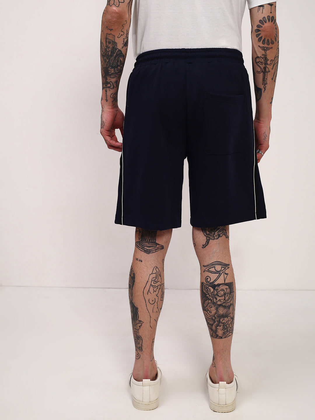 Men Navy Blue Solid Shorts