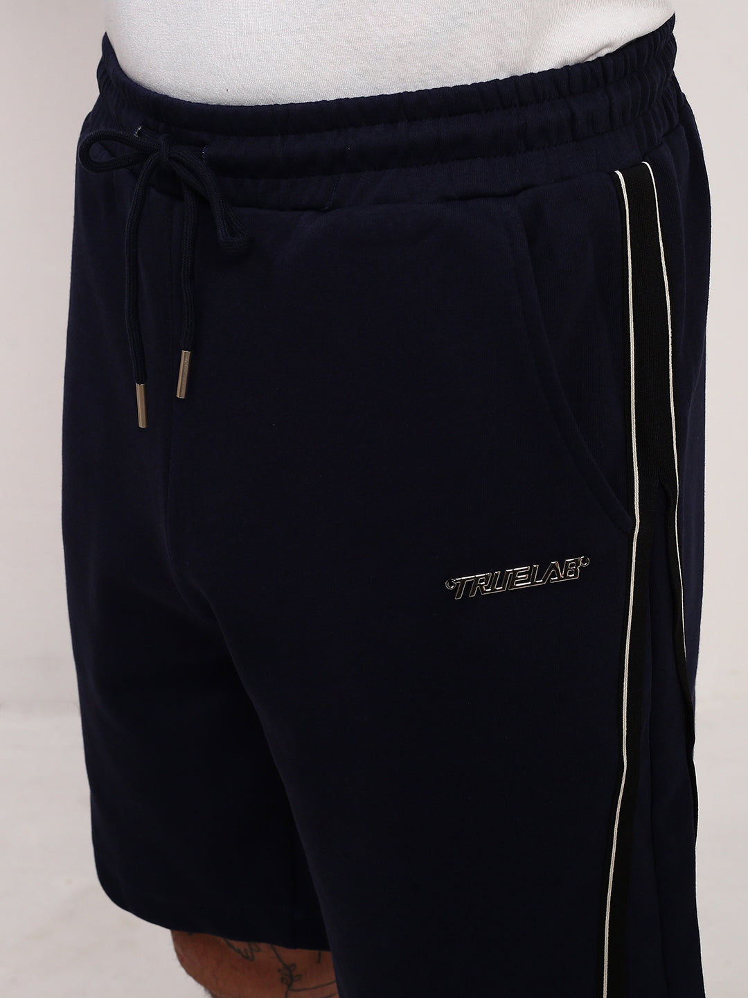 Men Navy Blue Solid Shorts