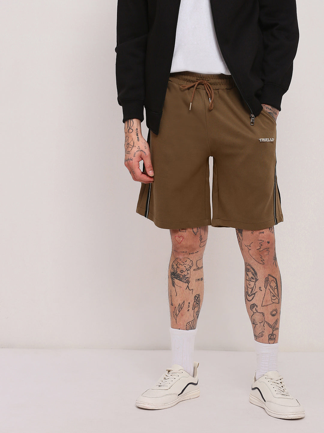 Men Olive Solid Shorts