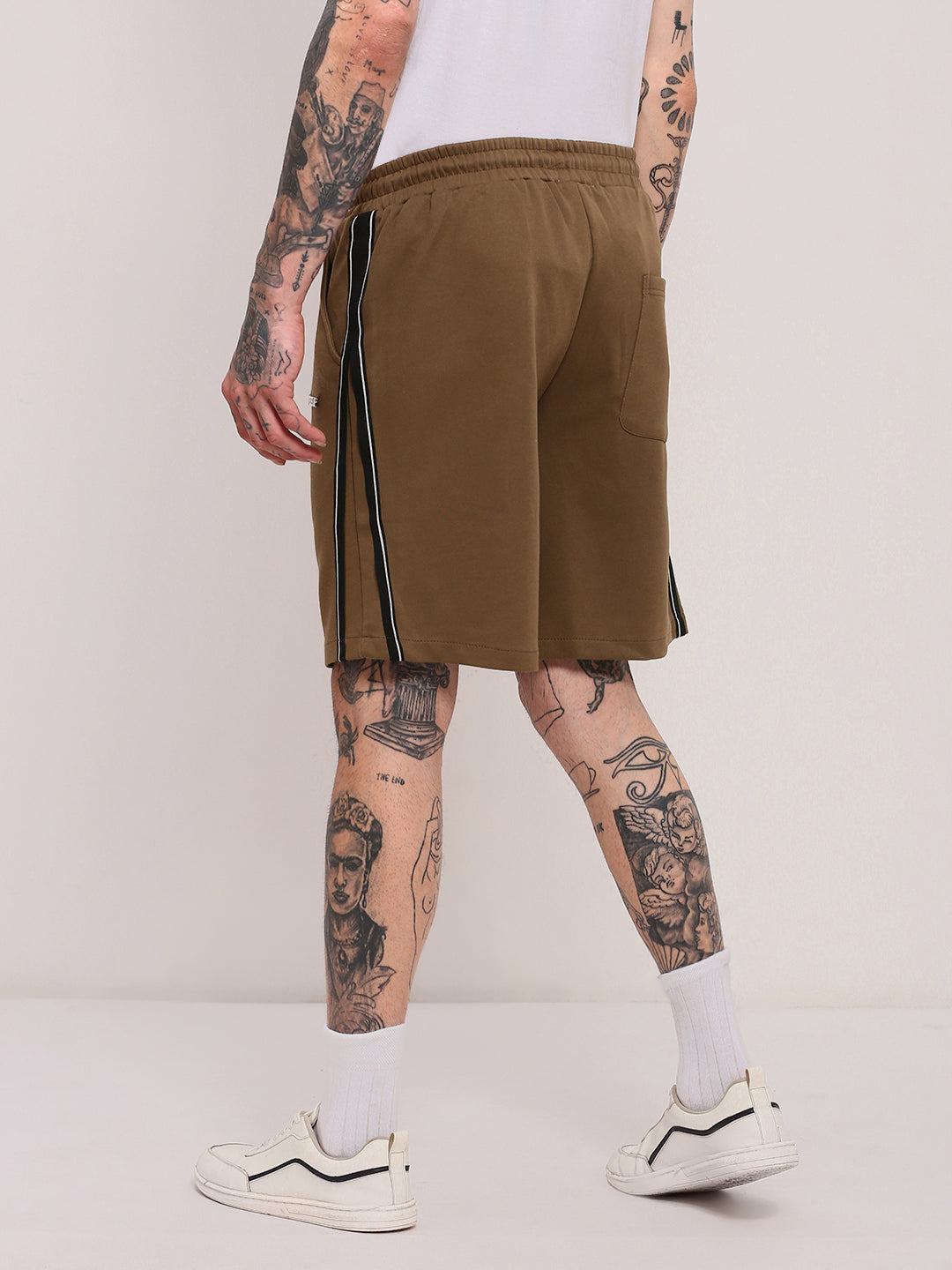 Men Olive Solid Shorts