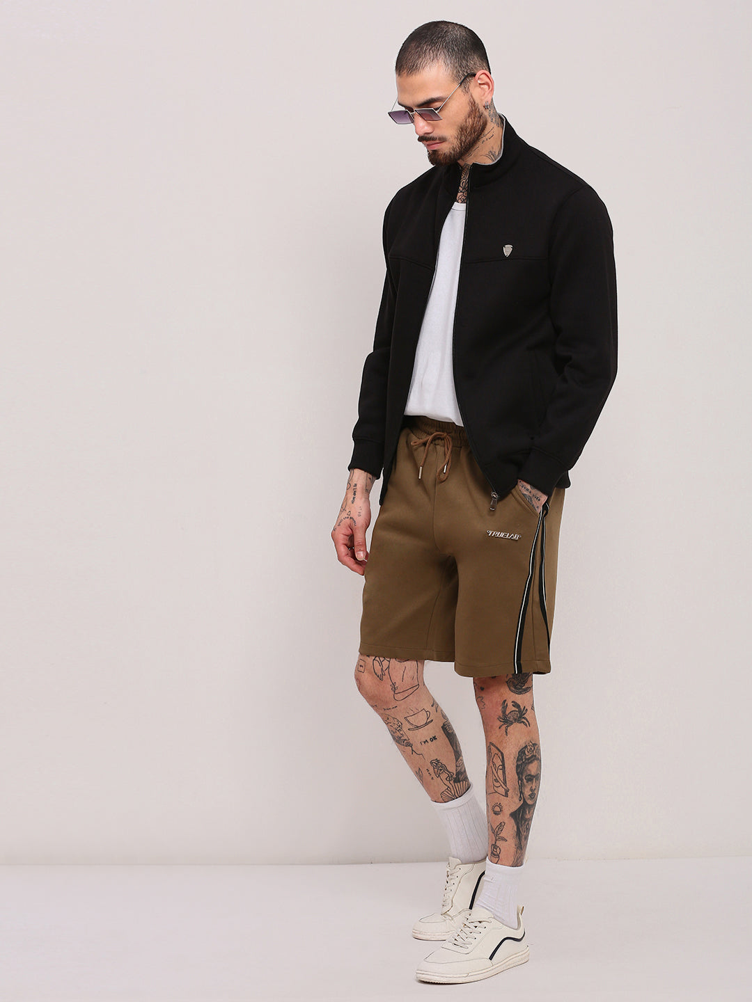 Men Olive Solid Shorts