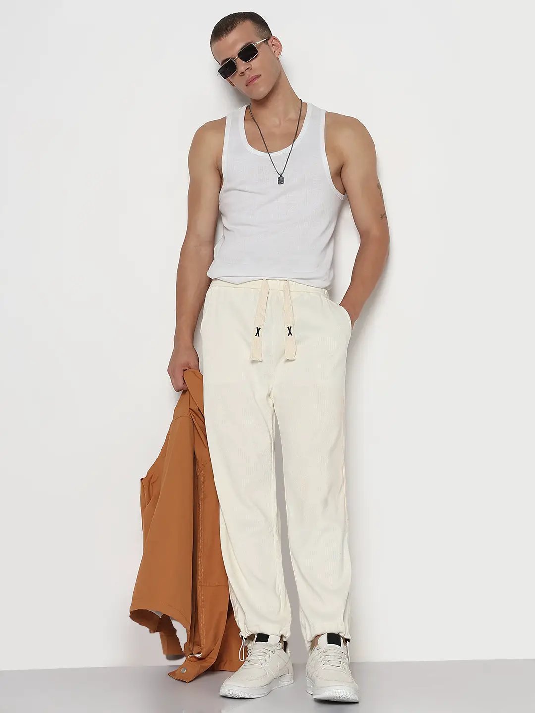 Men's Cream Corduroy Relaxed Fit Trouser - from SHOWOFFFF