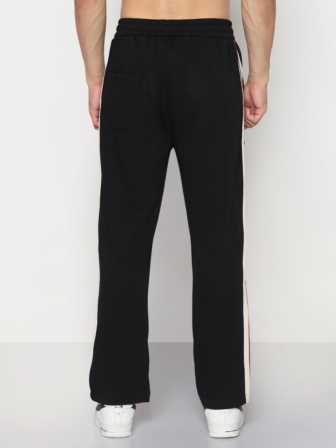 Men's Black Athleisure Straight Fit Trouser