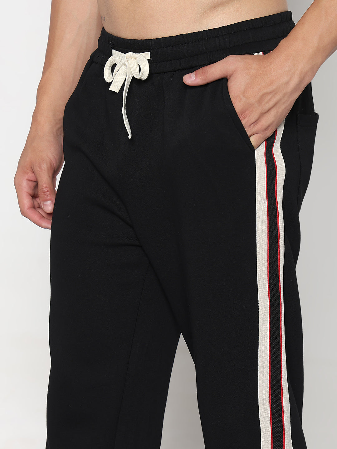 Men's Black Athleisure Straight Fit Trouser
