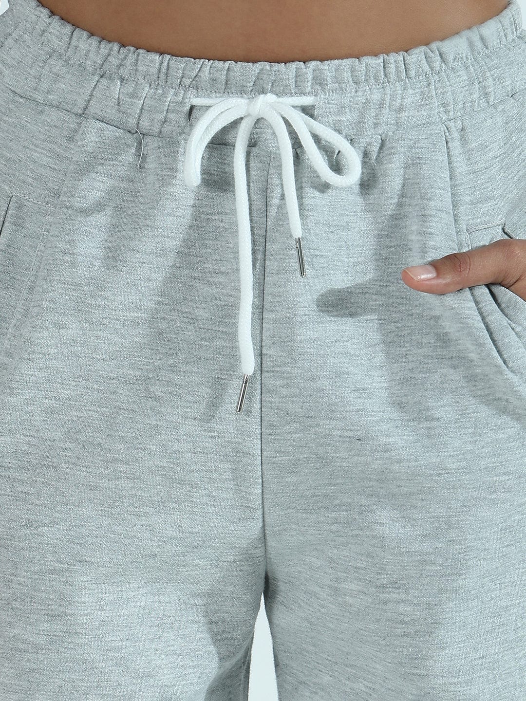 Women's Grey Athleisure Joggers with Side Strip