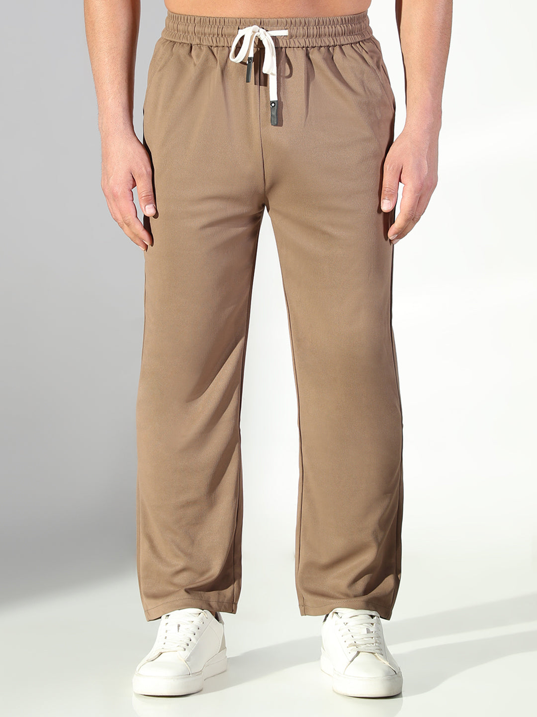 Men Brown Solid Trousers