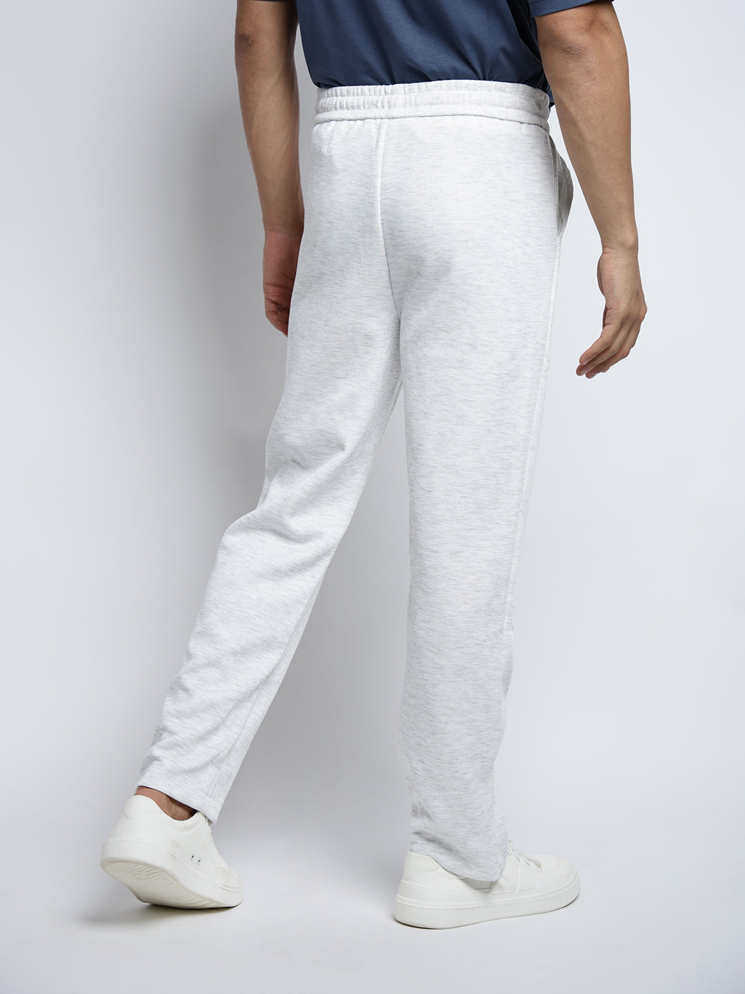 Men's Grey Regular Fit Trousers with Elasticated Waist and Drawstring