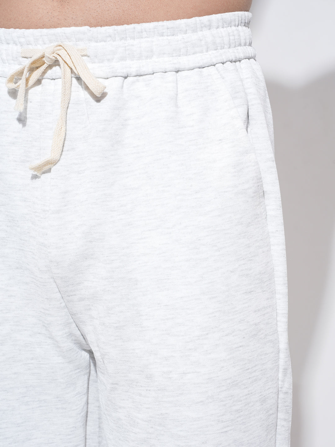 Men's Grey Regular Fit Trousers with Elasticated Waist and Drawstring