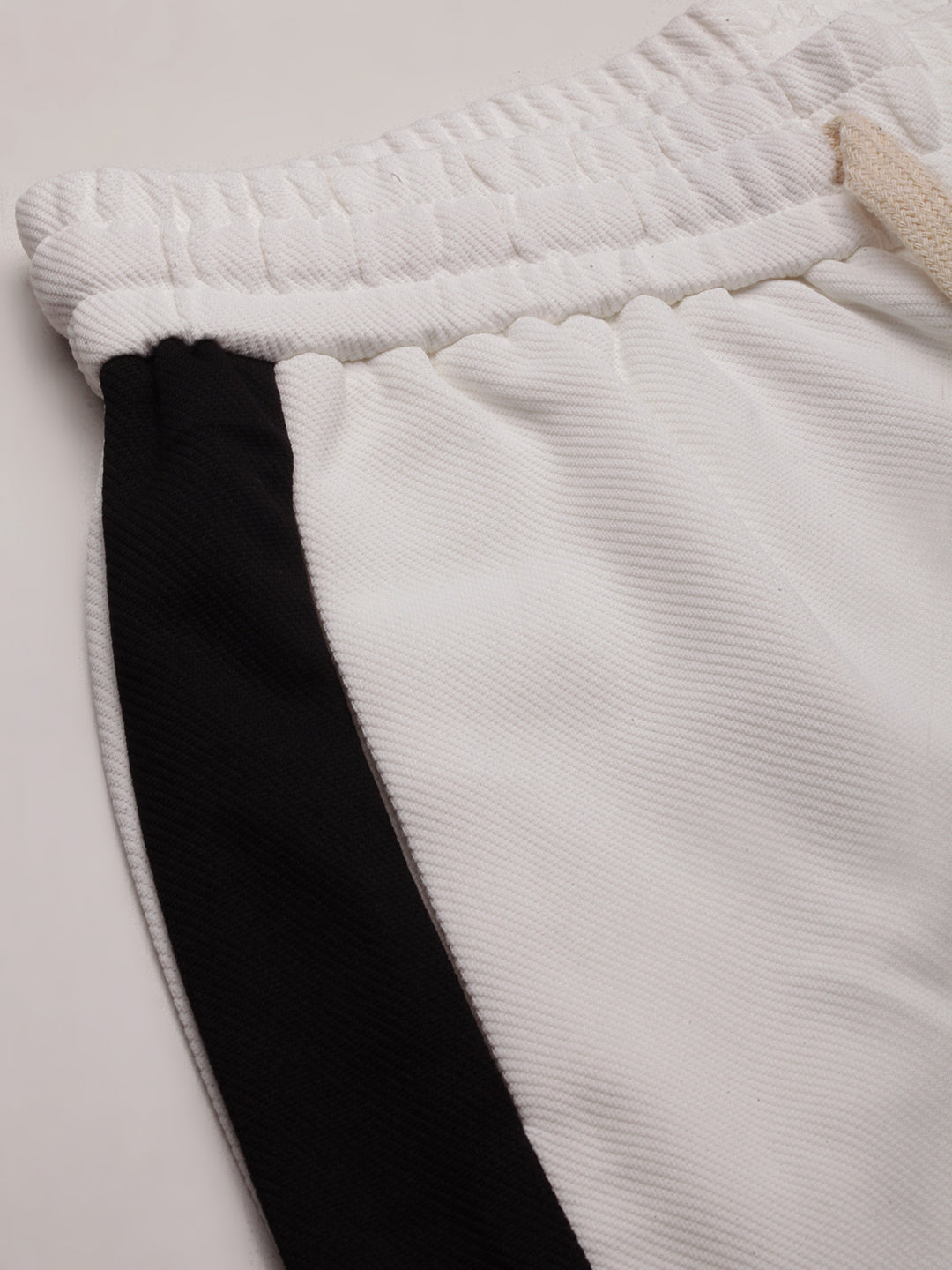 Men's Straight Fit Black & White Trousers with Contrast Side Panels