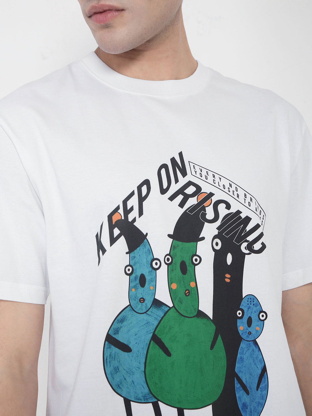 Men's White Graphic Printed Regular Fit T-Shirt