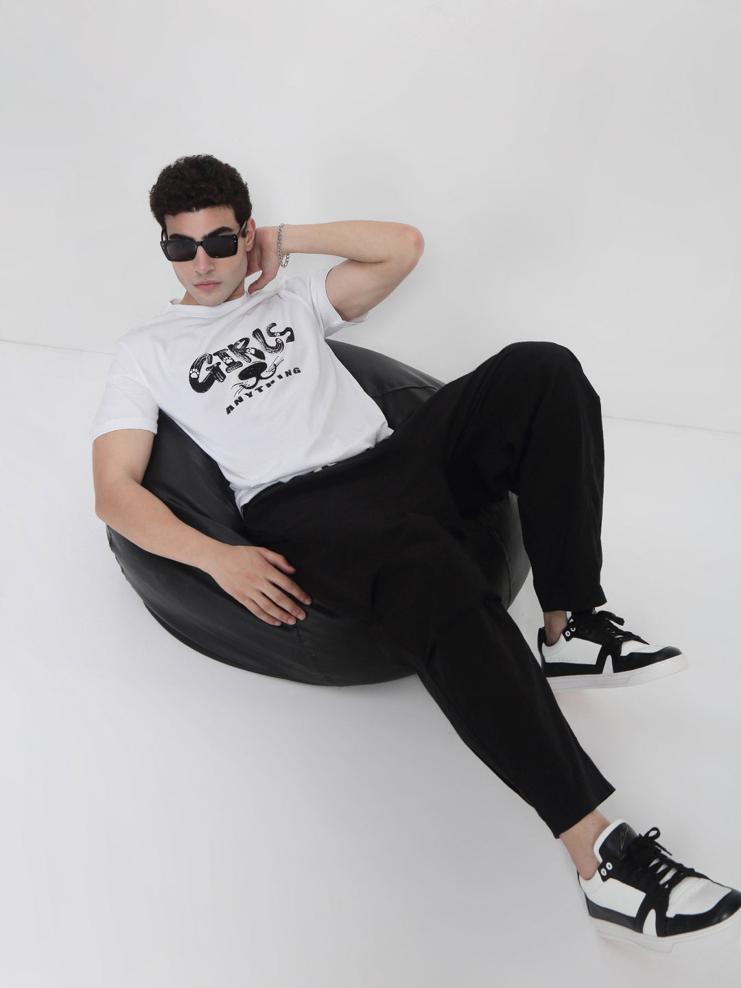 Men's White Printed T-Shirt