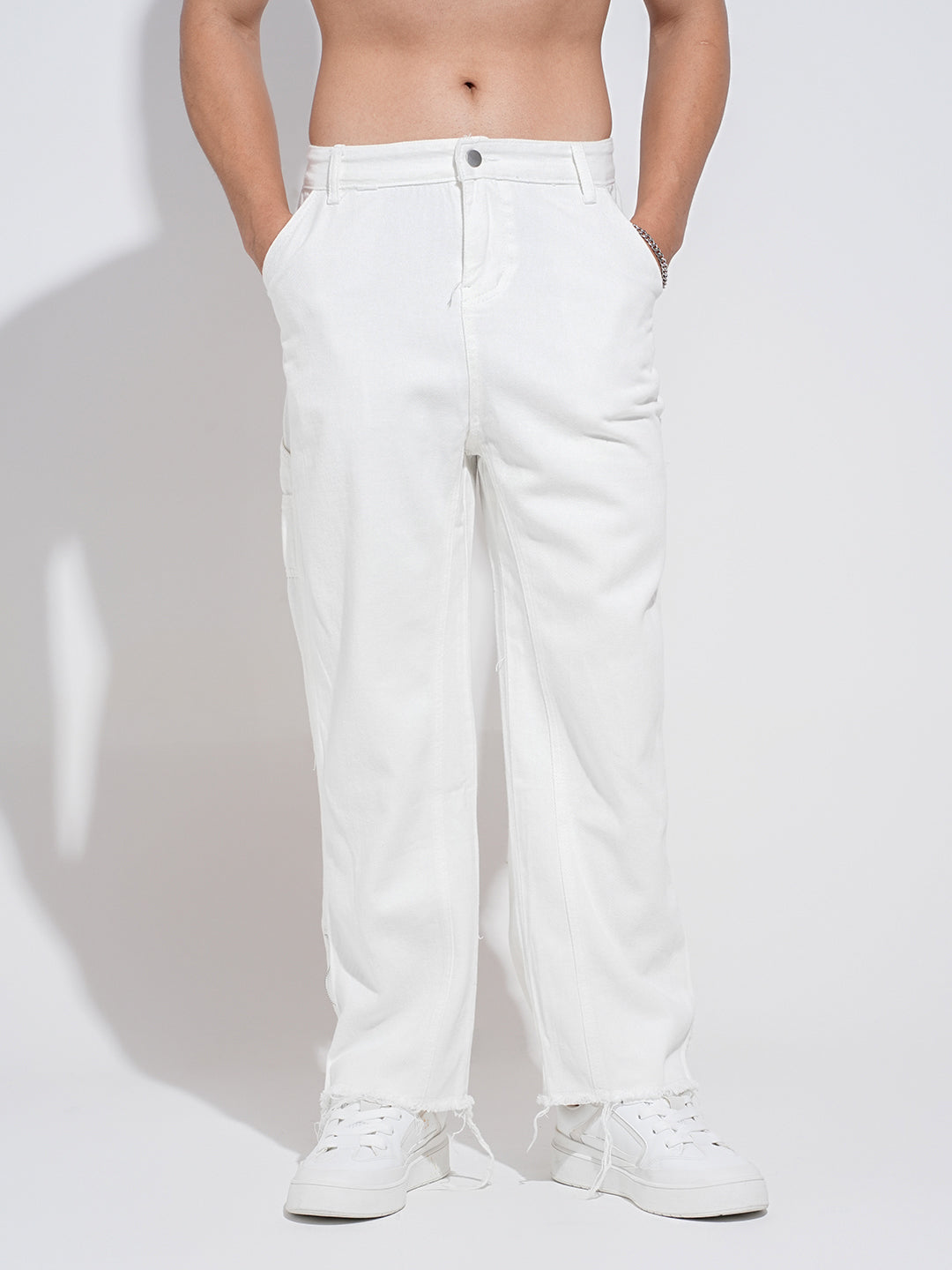 Men's White Straight Fit Jeans