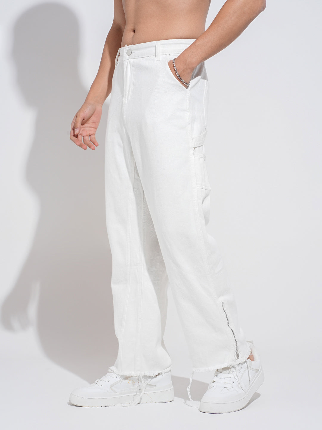 Men's White Straight Fit Jeans