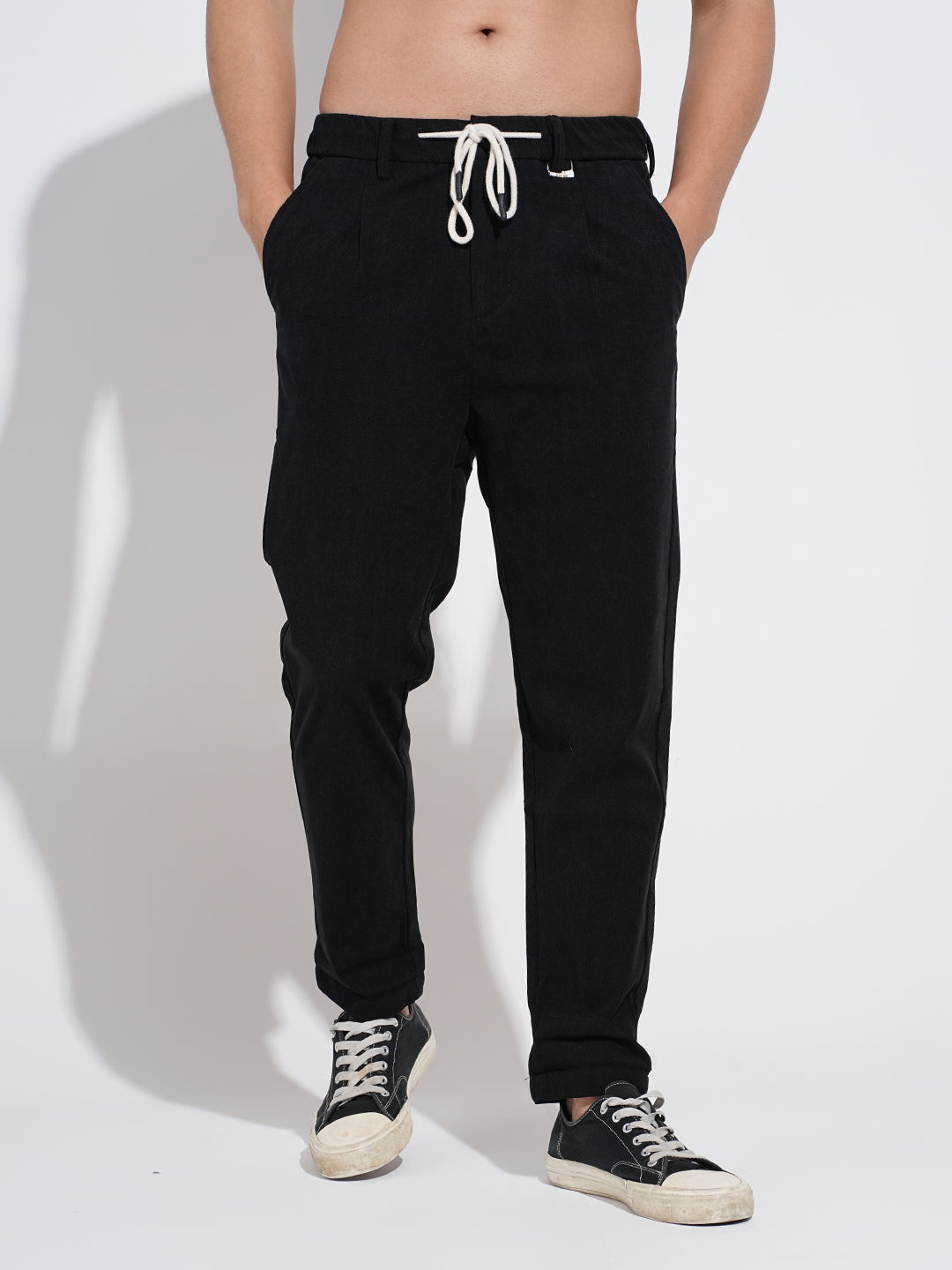 Men's Black Tapered Fit Trousers