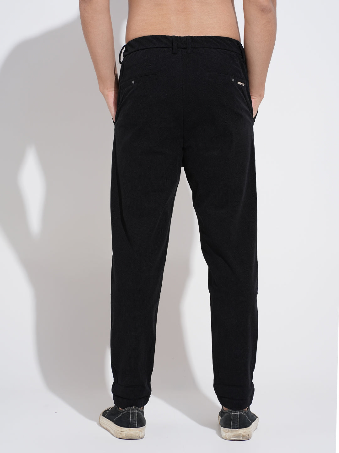 Men's Black Tapered Fit Trousers