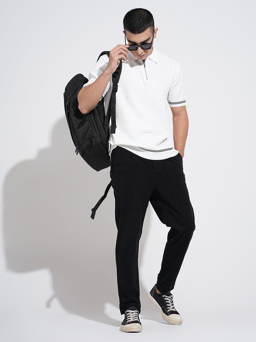 Men's Black Tapered Fit Trousers