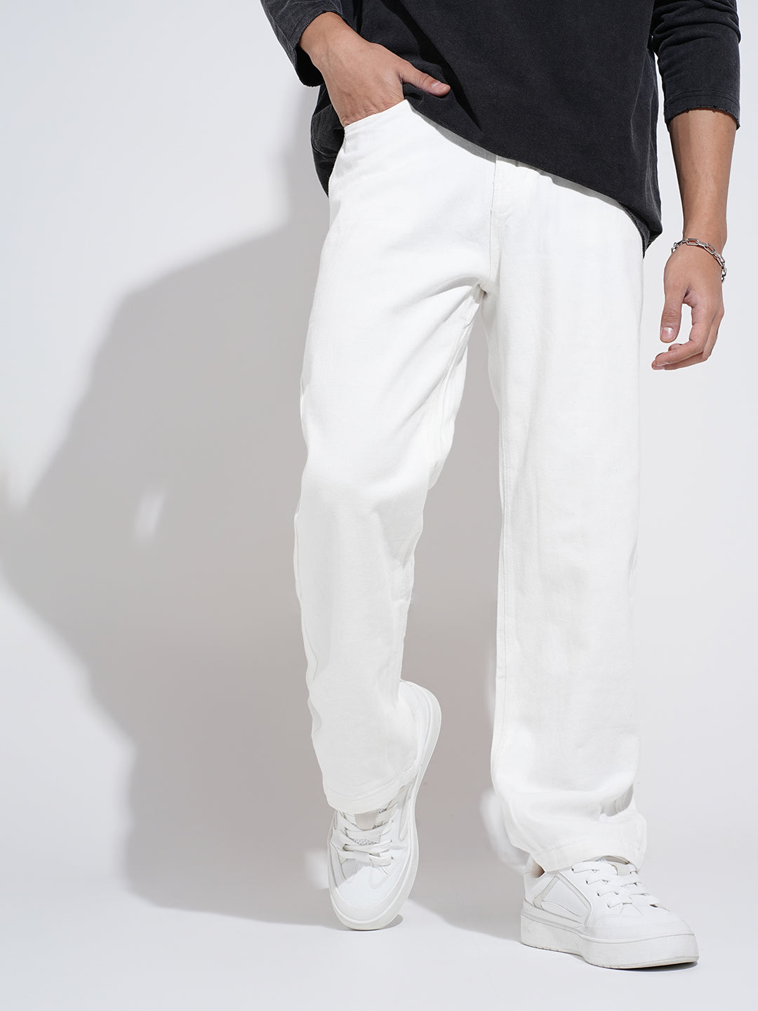 Men's White Straight Fit Jeans
