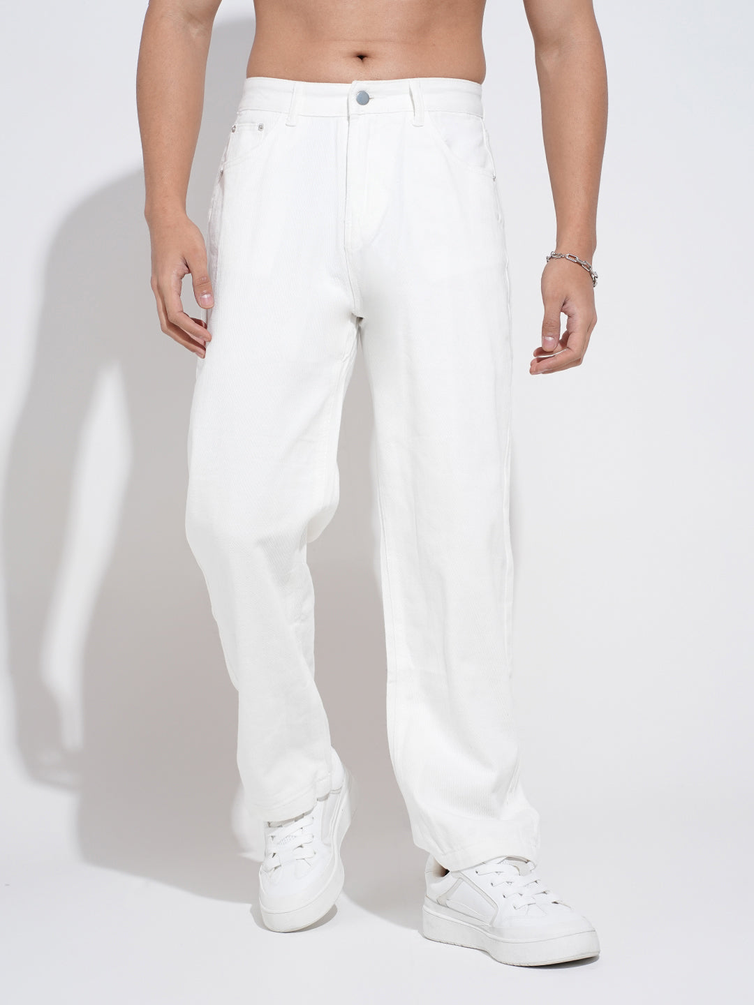 Men's White Straight Fit Jeans