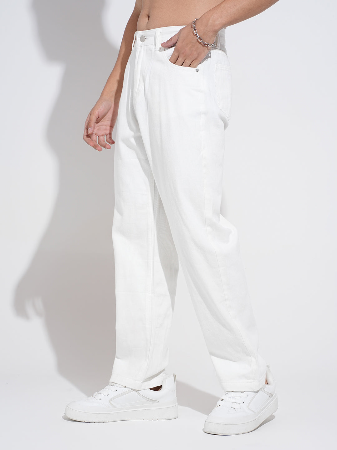 Men's White Straight Fit Jeans