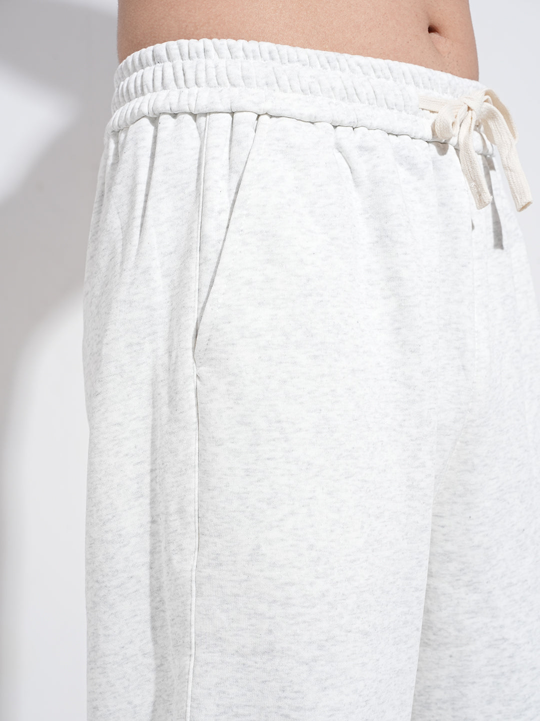 Men's Grey Relaxed Fit Trousers with Elasticated Waist and Drawstring