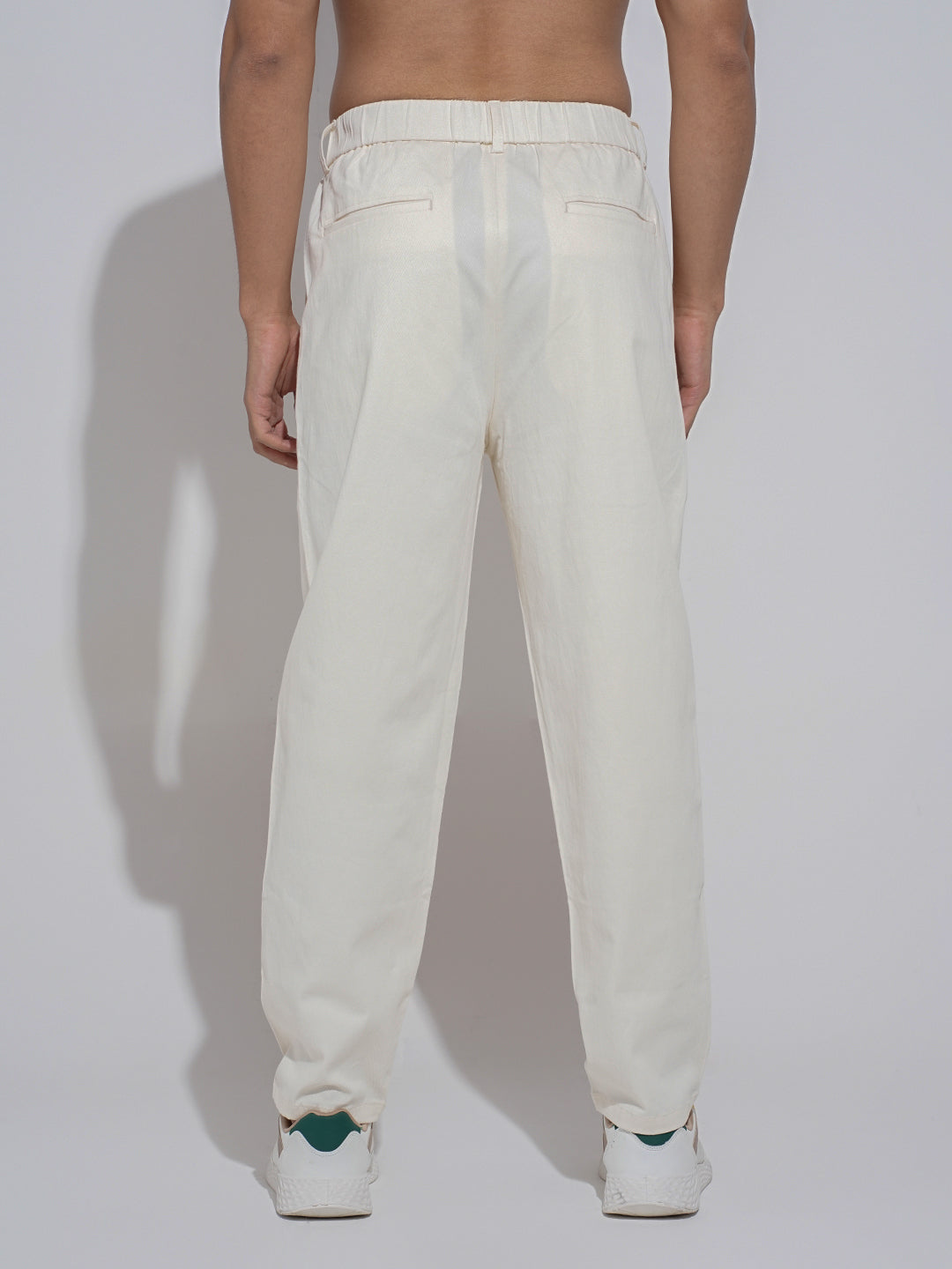 Men's Cream Straight Fit Trousers