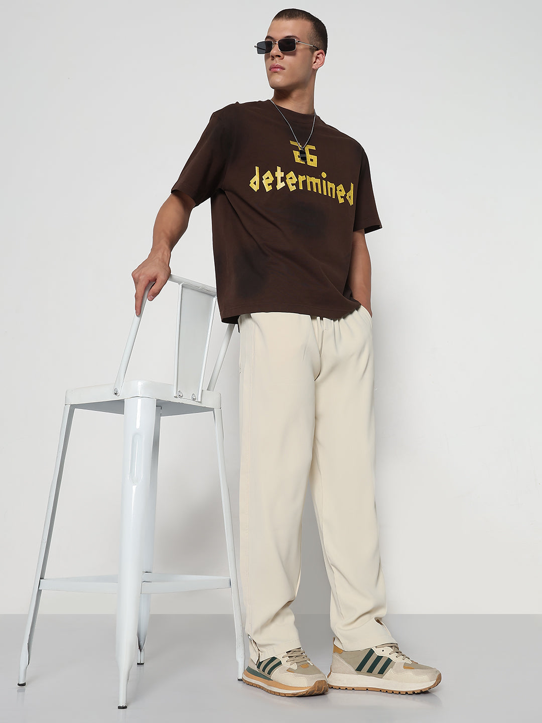 Men's Cream Relaxed Fit Trouser