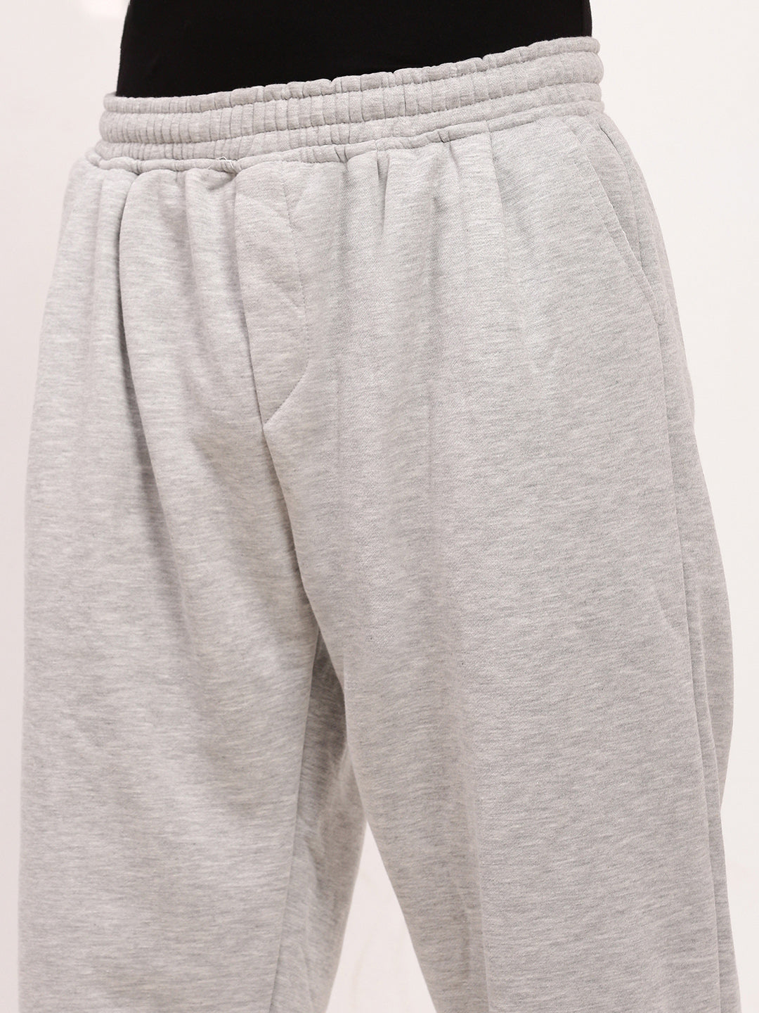 Men's Grey Relaxed Fit Jogger Pants with Adjustable Toggle Hem with Drawstring Waist