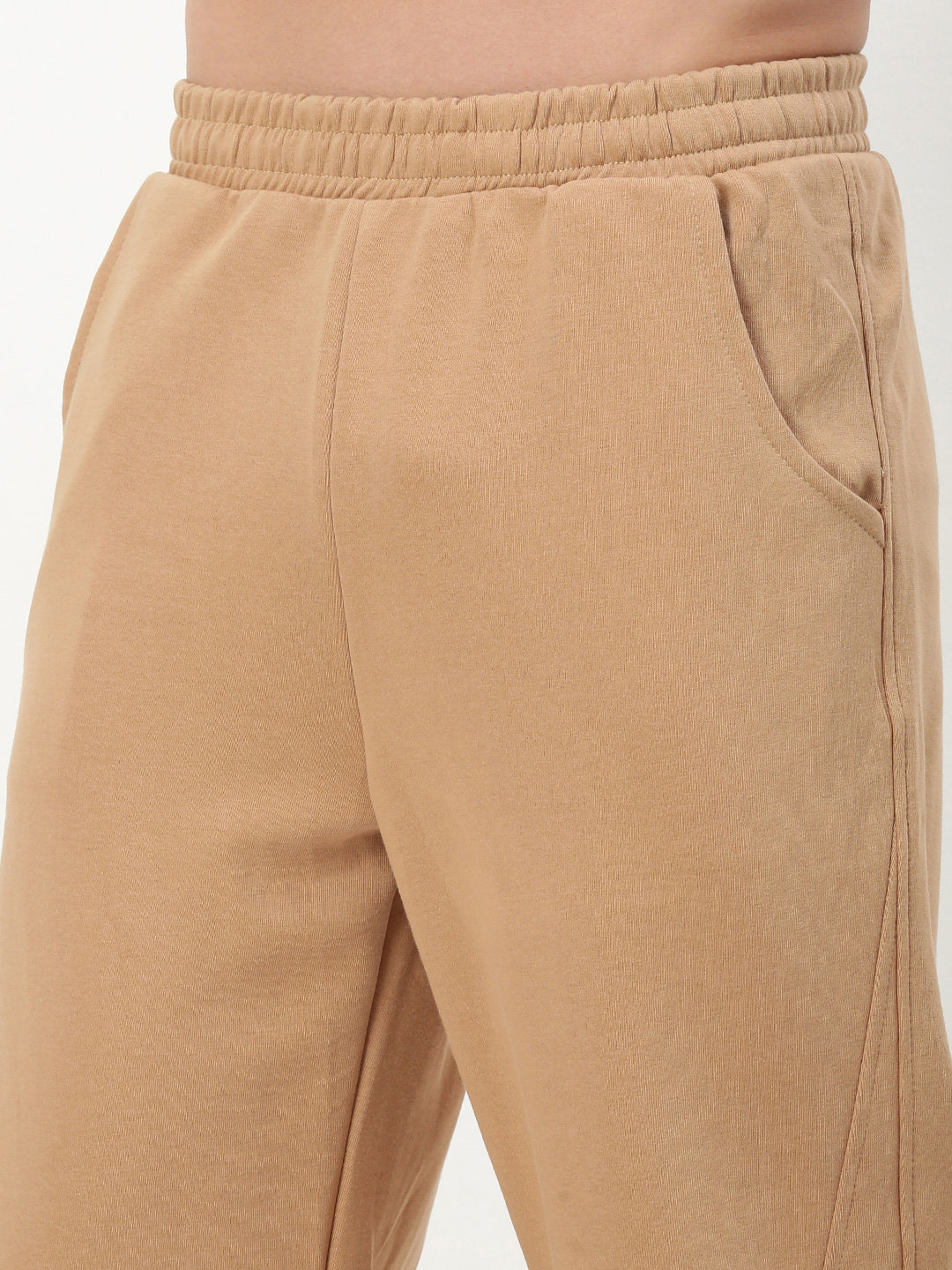 Men Brown Solid Straight Fit Trousers