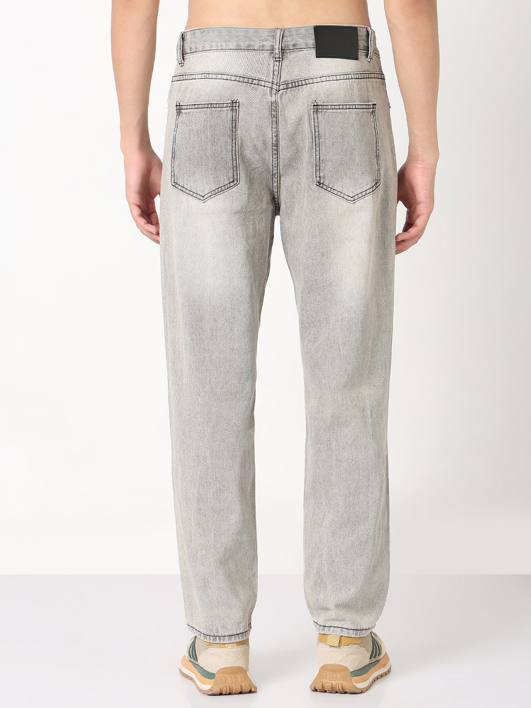 Men's Grey Washed Straight Fit Jeans