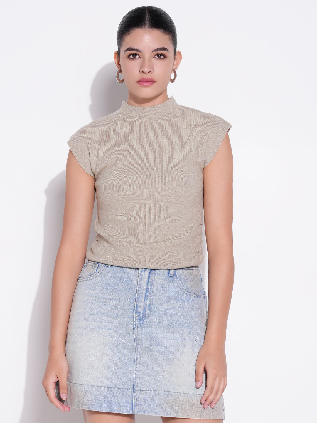 Women Beige Solid Top