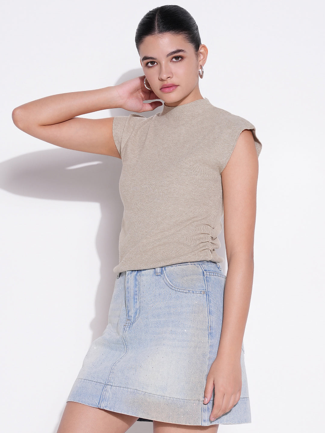 Women Beige Solid Top